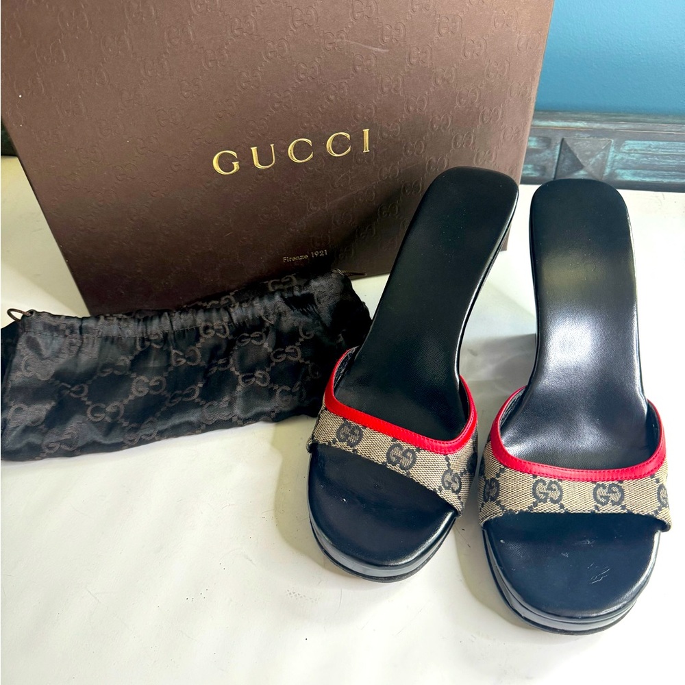 Gucci Tessito Open Toe Wedge Heel